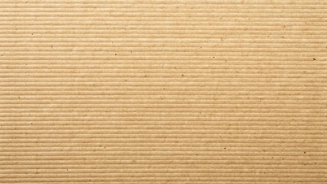Close up of brown corrugated cardboard texture with horizontal parallel lines