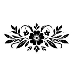 Elegant Black Floral Ornament on White Background