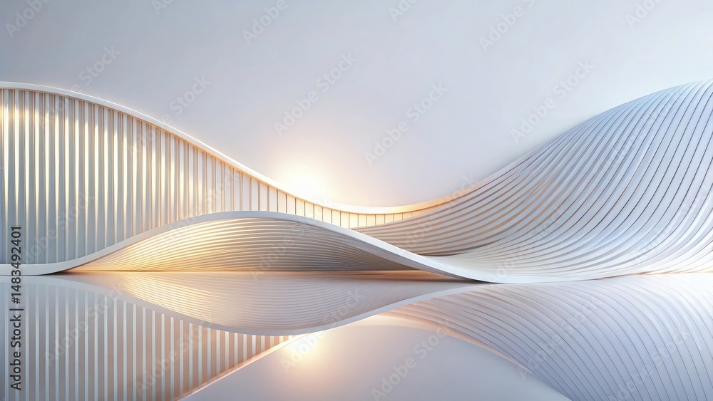 Aufkleber modern abstract architectural design with wave-like structures and reflective surface illustration