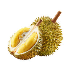 Obraz premium Freshly Cut Durian Fruit Revealing Its Sweet and Creamy Yellow Flesh