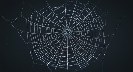 Fototapeta premium Detailed Close-up of a Dew-Kissed Spiderweb