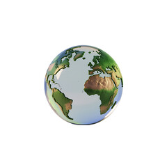 Glass Earth Globe Planet Earth 3D model Sustainable Future Global Unity on transparent background