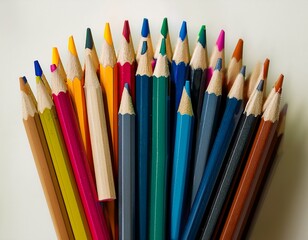 colored pencils on white background