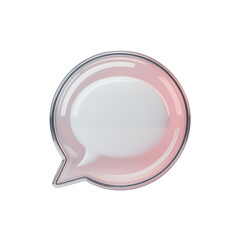 Glassy Pink Speech Bubble Elegant Design Blank Space for Text Modern on transparent background