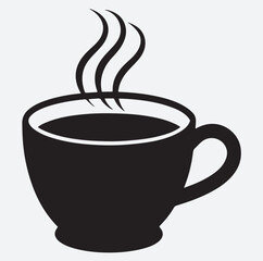 coffee cup with steam rising silhouette vector art illustration, cup of hot coffee
