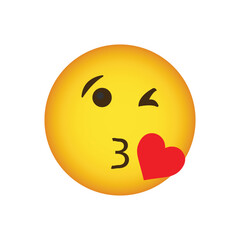 Kissing  emoji with love signs reactions for social network.
