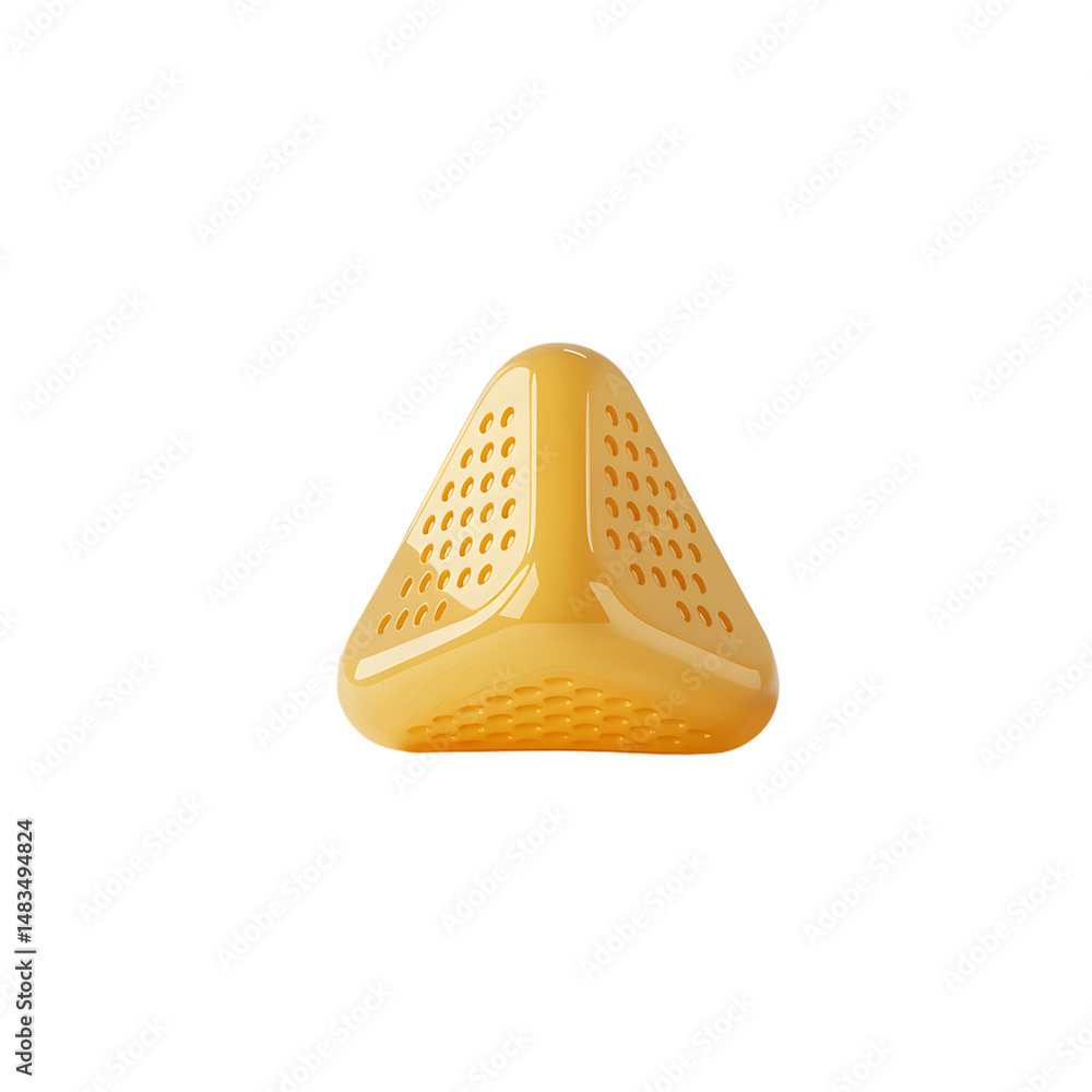 Aufkleber golden triangular object with holes 3d render on black on transparent background