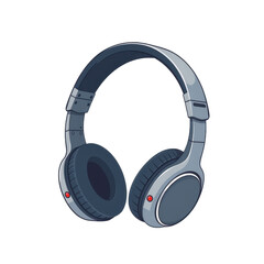 Gray Pixel Art Headphones on Transparent Background