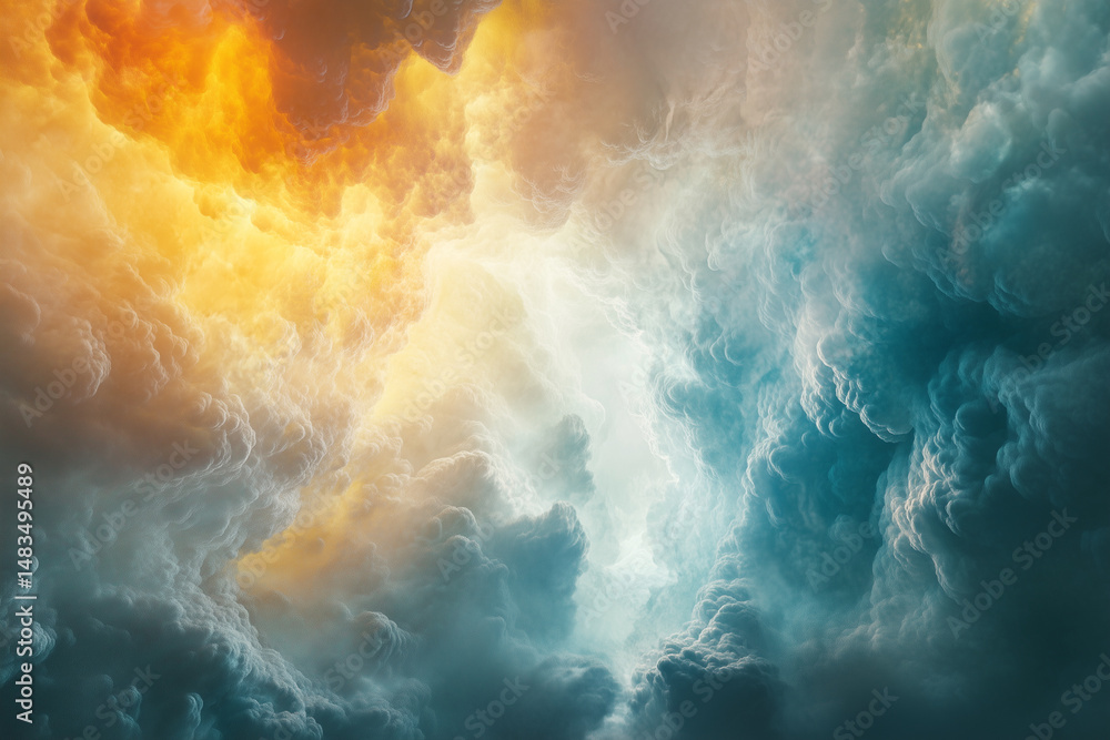 Poster sky is filled with clouds of different colors, creating a beautiful and serene atmosphere. the blue 