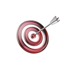 Red Target Bullseye Hit by Arrow Achieve Success Goal Aim Precision on transparent background