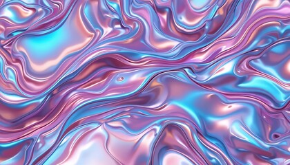 Fototapeta premium Abstract iridescent surface with flowing light and shadows creating a dynamic liquid metal effect, showcasing shimmering textures and smooth, fluid reflections for modern design elements