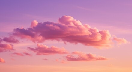 Obraz premium Pink Sunset Cloudscape Serene Evening Sky