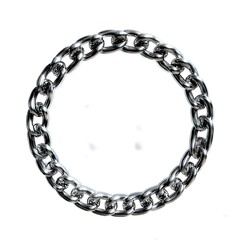 Obraz premium A silver chain is arranged in a perfect circle and isolated against a plain white background