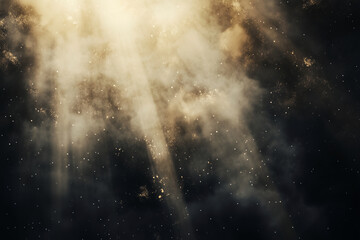  bright light shines through the clouds, creating a hazy atmosphere. The light is scattered by the clouds, creating a dreamy, ethereal effect