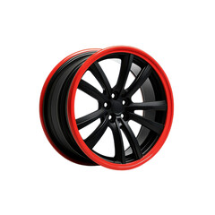 Obraz premium Stylish decorative wheel rim covers with aerodynamic design and bold patterns for modern EVs, on transparent background