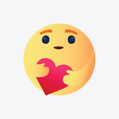 Facebook Care Emoji With Holding  a Heart On White Background.