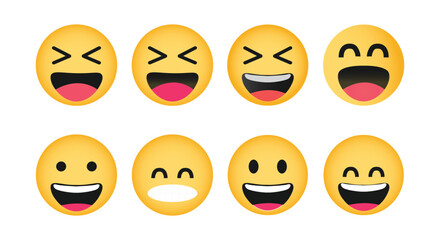 Fototapeta premium Collection of haha Emoji Reactions for Social Network. Isolated on a white background.