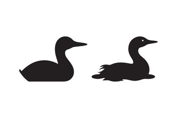 Duck Silhouette Vector Swimming Duck Clipart Illustration