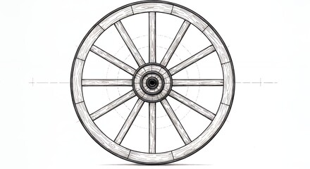 Fototapeta premium Classic wagon wheel illustration