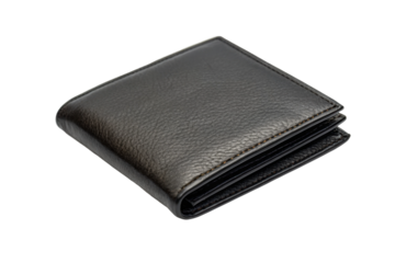 PNG Black leather wallet on black background