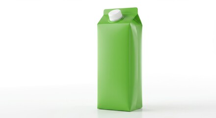Obraz premium Unbranded Green Fruit Juice Package on White Background
