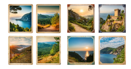 Scenic Nature Collage Featuring Landscapes and Serene Views, PNG bundle collection, Isolated on Transparent Background