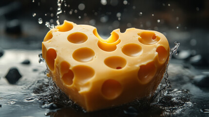 A heart-shaped cheese splash with cheddar emphasizes love for this delicious dairy