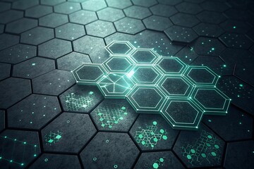 Abstract Technological Hexagon Background High-Resolution Image