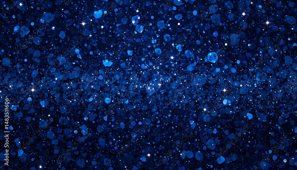 Poster dazzling blue glitter sparkles and shimmering light particles floating in a dark space creating a ma