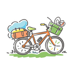 Fototapeta premium bikepacking with luggage icon, bikepacking with luggage vector illustration-simple illustration of bikepacking with luggage, perfect for bikepacking with luggage logos and icons