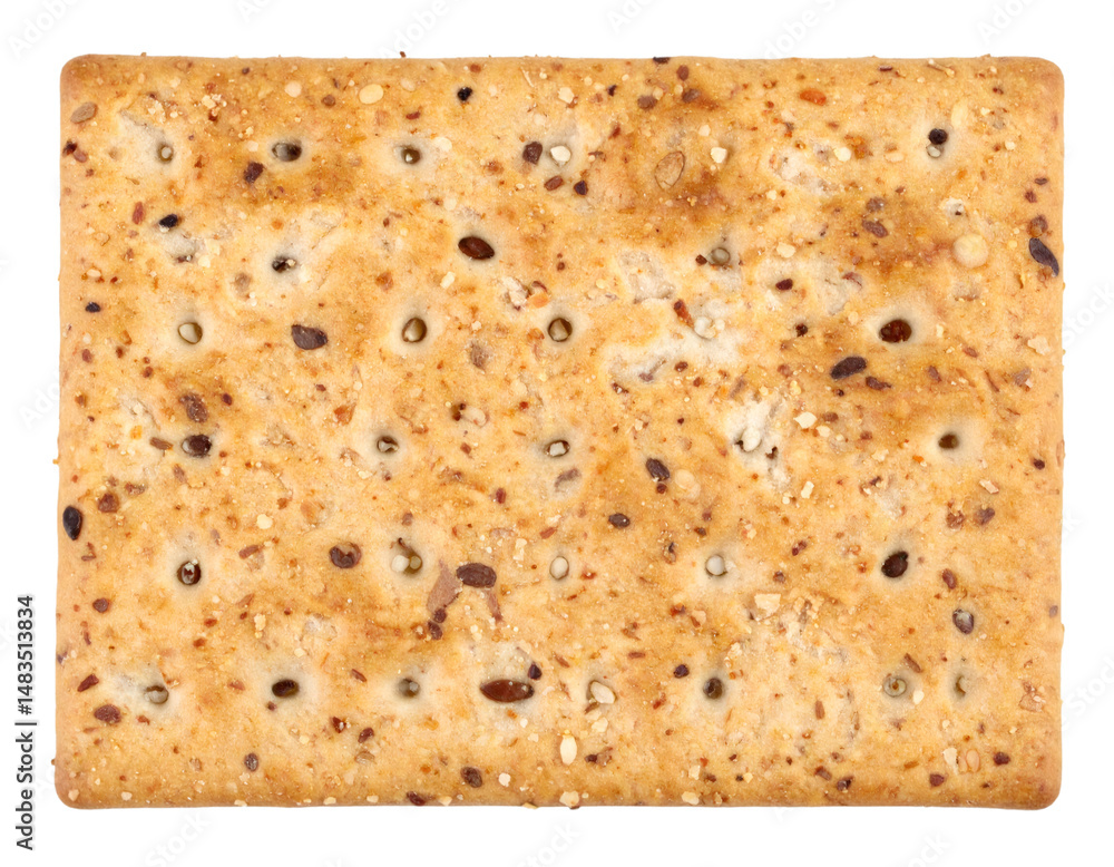 Poster close up of multigrain cracker isolated on transparent background