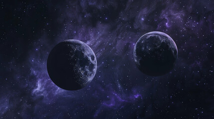 Dark purple planets in nebula background image