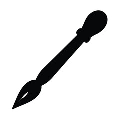 Black silhouette of a calligraphy pen nib writing tool for elegant lettering and artistic script