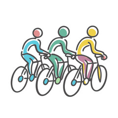 group of cyclists icon, group of cyclists vector illustration-simple illustration of group of cyclists, perfect for group of cyclists logos and icons