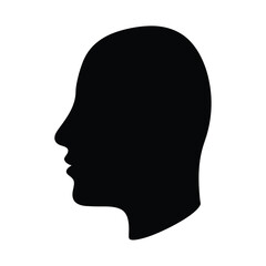 Black Silhouette of a Human Head in Profile View a Simple Minimalist Icon Design Representing Person Identity Concept