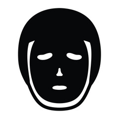 Simple Black and White Icon of a Person's Face with Closed Eyes