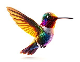 Obraz premium Detailed Pixelated Illustration Of A Hummingbird In Full Flight With Vibrant Colors