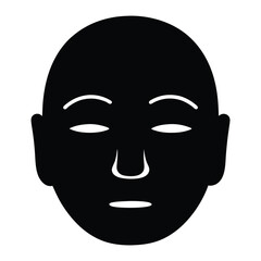 Simple Black Silhouette of a Bald Human Head with Serene Expression