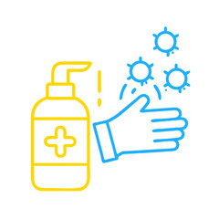 Hand application of sanitizer against germs