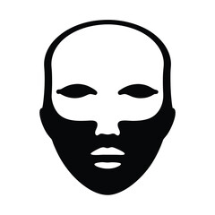 Abstract Black and White Illustration of a Face with a Beard