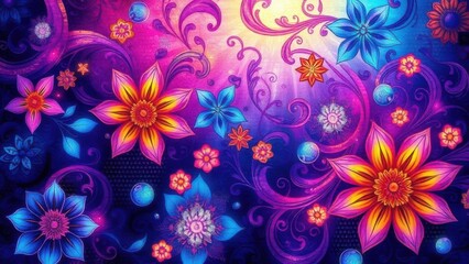 Painting paisley flowers with bright inks, nature-inspired art