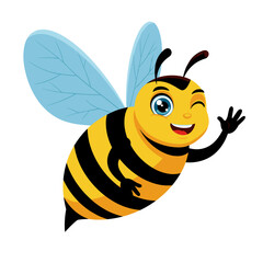 Cartoon cute bee pointing hand - Vector mascot character isolated