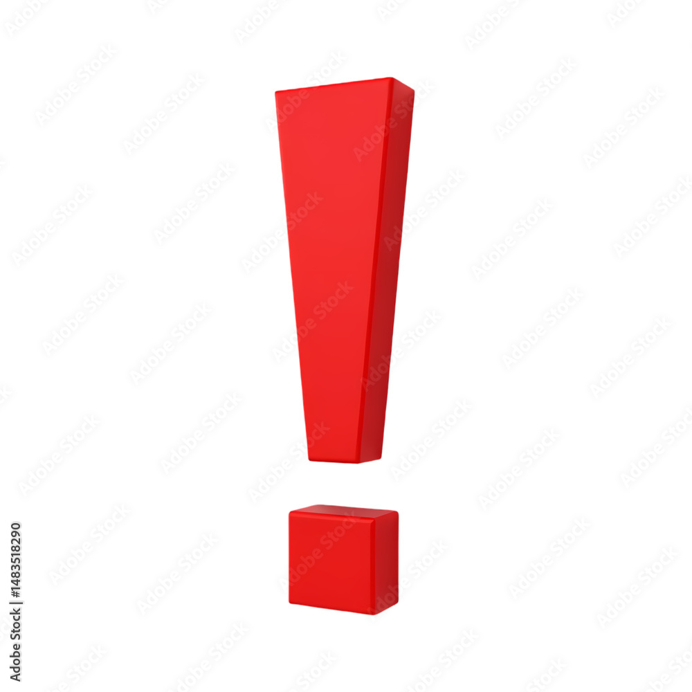 Poster a vivid red exclamation point rendered in three dimensions a stark space isolated on transparent bac