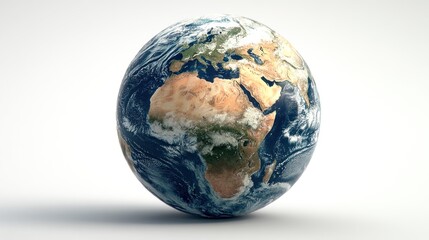 Detailed view of Earth, showing continents, oceans, and clouds
