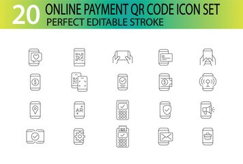ONLINE PAYMENT QR CODE ICON SET