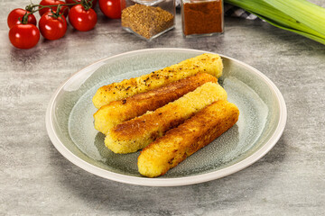 Crispy breaded mozarella cheese sticks