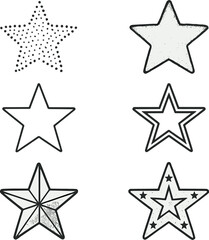 Obraz premium Star icons set – vintage, outline and simple star-shaped symbols