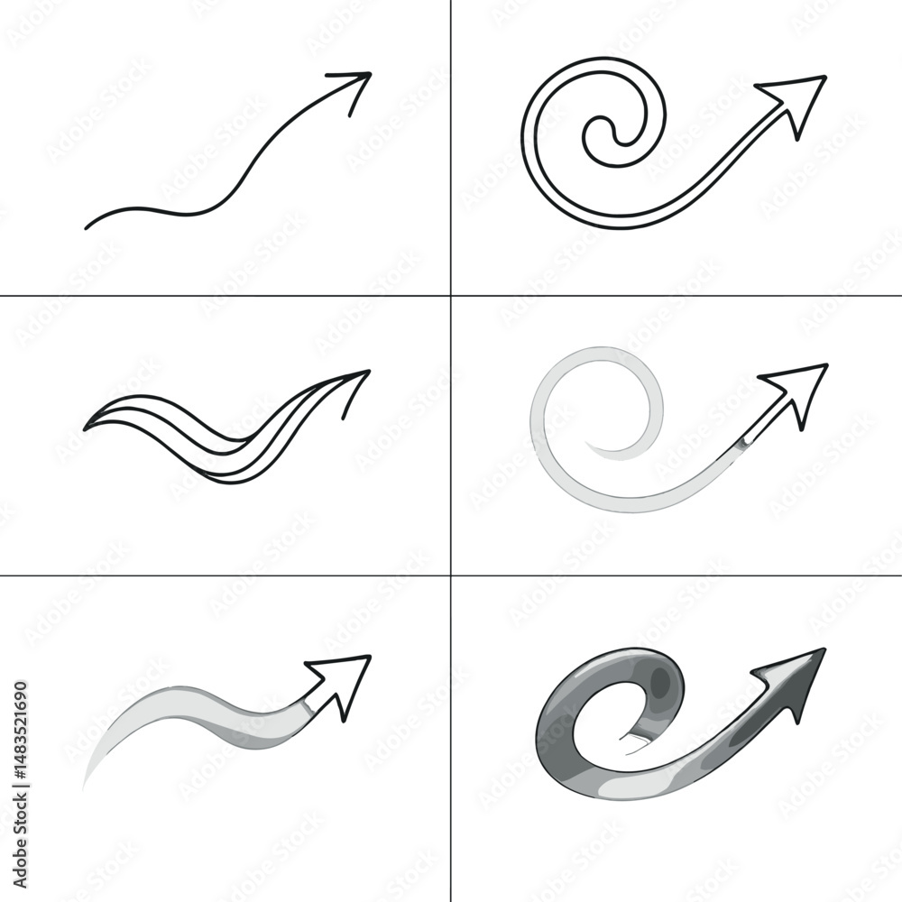 Aufkleber abstract arrow icons set – outline, elegant and simple design elements