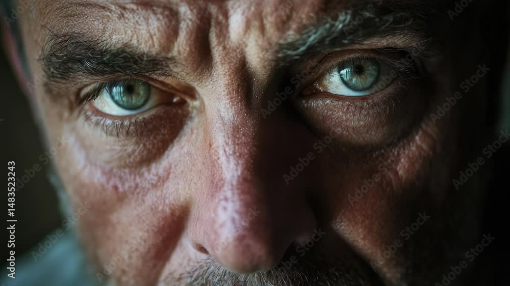 Aufkleber a close-up shot of a man's face with a long beard, ideal for use in editorial or advertising context
