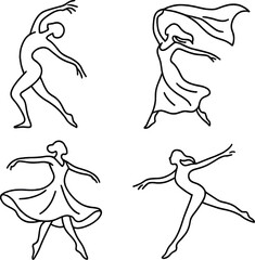 Fototapeta premium Dance silhouettes icons set – silhouette, movement and performance design elements